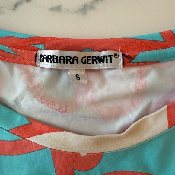 Vibrant Barbara Gerwit Turquoise and Orange Patterned Dress in Small - Picture 5 of 5